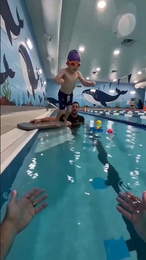 The Coach Said ‘Kick’ and the Pool Erupted! 👶💦🏊✨ — #SwimLesson #PoolJump #WaterConfidence