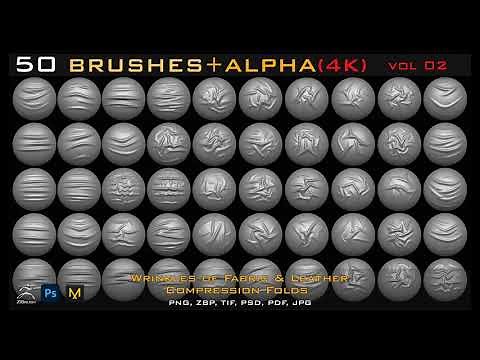 Brush for ZBrush Fabric & Leather Compression Folds vol.02