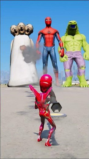 Random Superheroes VS Giant Granny & Giant Spiderman & hulk Brothers #shorts #youtubeshorts