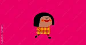 Kid character 8 walking cartoon animation isolated. Happy smiling child – a part of kids serie seamless loop animated human.