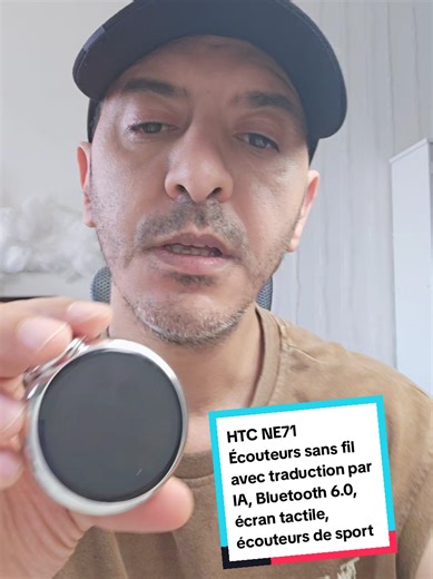 HTC NE71 Écouteurs sans fil avec traduction par IA, Bluetooth 6.0, écran tactile, écouteurs de sport pour la course à pied, la conduite et le travail, étanches, longue autonomie, microphones intégrés #OffresDePrintemps #MénageDePrintemps #ecouteurs #traduction #musique