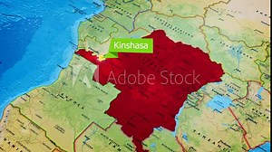 map of Kinshasa, the capital of Democratic Republic of the Congo.Zooming In: Exploring the Details of the Kinshasa Map