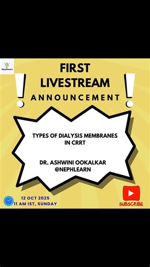 Nephlearn on Instagram: "🚨 LIVE CRRT Learning! 🚨 👨‍⚕️👩‍⚕️ Dialysis Professionals – ready to learn CRRT Basics? 📅 Starting 12th Oct | Every Sunday | 11 AM IST 🎥 4-part Livestream Series ✨ Learn CRRT basics from expert-led sessions ✨ Pre-recorded lectures for structured learning ✨ Go beyond basics with our full course “CRRT – Basics & Beyond” on the NephLearn App 📲 🔗 Join Livestream: https://youtube.com/live/bdmC0KsoO40?feature=share 📲 Download NephLearn App: https://clpdiy.page.link/iY82