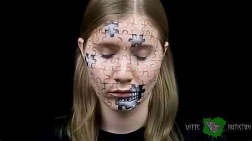 Learn Special Effects Makeup with Puzzle Makeup Tutorial and Speed Painting