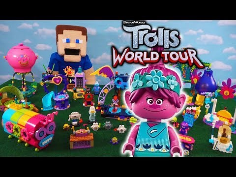 TROLLS 2 World Tour LEGO Movie Village! Stop Motion Adventure