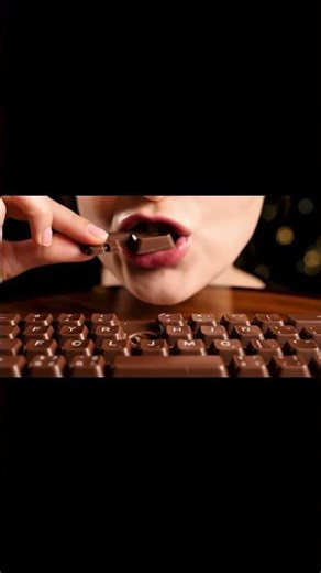 She Bites a Chocolate Keyboard… and It Sounds INSANE! 🤯🍫 | ASMR Shorts