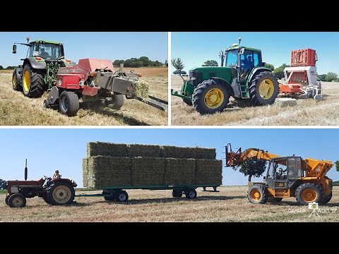 Foin en petite botte / 2 x JD & Arcusin multi pack B14 & Presse Massey / SCEA des trois chardons
