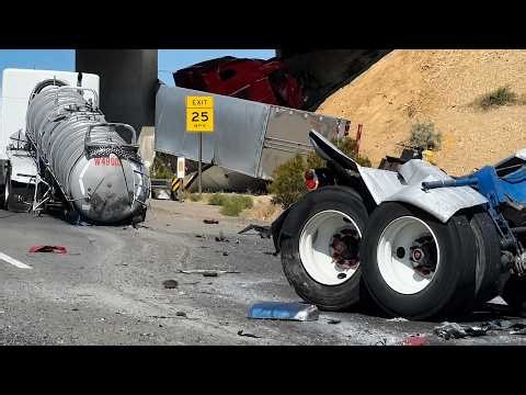 Out Of Control Truck Almost Causes Disaster | Wrong Way Driver Shocker | Crazy Trucking Moments