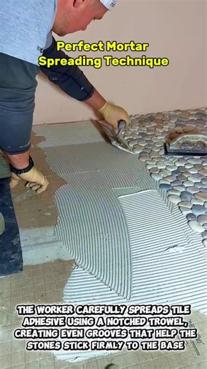 Satisfying Pebble Tile Installation – Perfect Mortar Spreading Technique