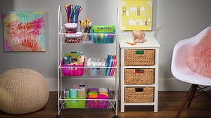 Get crafty! Our video will give you the tools to craft with less mess. https://www.athome.com/craft-room-organization-video.html | At Home