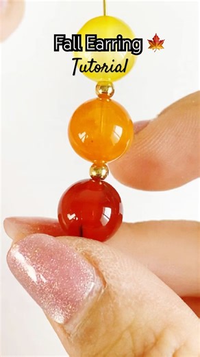 Fall Stone Bead Earrings Tutorial #daintycharms #diyjewelry #jewelrydesign #beadedjewelry #viral