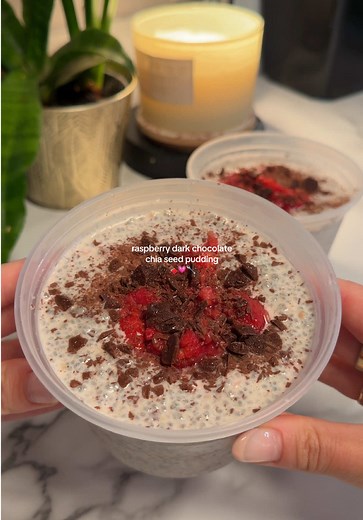 Delicious Raspberry Dark Chocolate Chia Seed Pudding