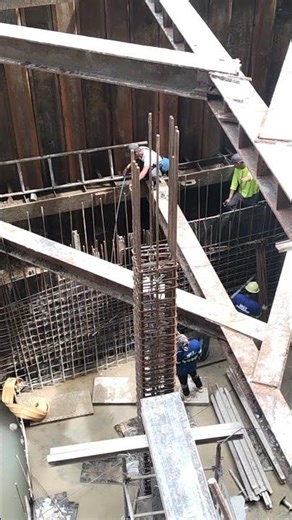 Vertical bars installation for retaining wall. #construction #shorts