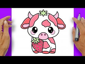How to Draw A Cute STRAWBERRY COW Easy Step by step | Kawaii