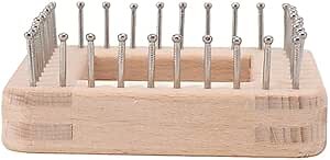 Mini Knitting Machine with Multiple Hooks, Solid Wood DIY Knitting Tool, Square Wooden Crochet Board for Weaving Mat, Hairband, Blanket, Sock, Small