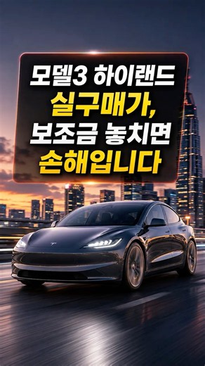 테슬라 모델3 하이랜드 실구매가, 보조금 놓치면 손해입니다