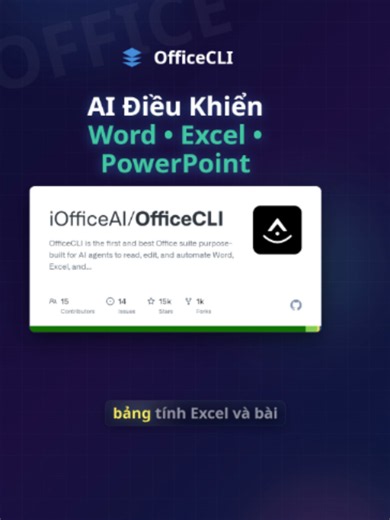 Vẫn tự làm báo cáo Word, bảng Excel và PowerPoint từng file một trong khi đã dùng AI thì hơi phí. OfficeCLI là công cụ mã nguồn mở cho AI tự tạo, đọc, sửa và kiểm tra tài liệu Word, Excel, PowerPoint mà không cần cài Microsoft Office. Điểm hay là AI có thể nhìn lại tài liệu sau khi tạo, phát hiện chữ tràn, hình chồng, bảng lệch rồi tự sửa trước khi giao file cho bạn. #HyperAINews #OfficeCLI #WordAI #ExcelAI #PowerPointAI #AICoding #AIAgent #ClaudeCode #CursorAI #Copilot #TuDongHoa #BaoCao #OpenS
