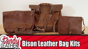 NEW BISON BAG KITS - Six different kits. Made from North American Bison for the exterior and Austin Double Shoulders for the interior. Kit includes all needed leather, 1909 Hardware, thread, needles and instructions. Bison Messenger Bag Kit - https://www.tandyleather.com/en/product/bison-messenger-bag-kit Bison Briefcase Kit - https://www.tandyleather.com/en/product/bison-briefcase-kit Bison Mail Bag Kit - https://www.tandyleather.com/en/product/bison-mail-bag-kit Bison Dopp Kit - https://www.ta