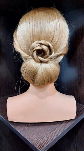 Rose Bun Hairstyle | Elegant Low Updo Tutorial #updo #hairstyle #hairstyling #shorts