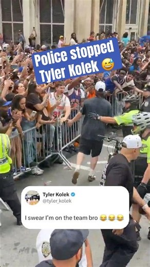 Cops thought Tyler Kolek was a fan 😭 (via ByKimberleyA/X)