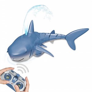 [Hot Item] 2.4G Simulation Waterproof Swimming Remote Control Fish Spray RC Shark in Water with Light Radio Control Water Spray RC Shark
