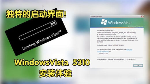 独特的启动界面？Windows Vista 5310安装体验