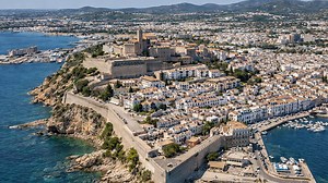 Historic Ibiza old town from the sky