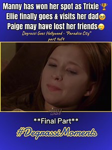 Degrassi The Next Generation : Season 8 Episode 22 - “ Paradise City “ Part 4of4🏙️🚍🥁🎤 Now, we know that Paige gets Haley an audition with Jason Mewes. Remember after Hailey's audition she asks Paige to get an item that she left at the audition? Well, Paige goes back and gets the part of Trixie but end up being fired. However, since Paige and Manny are both known for getting into fights at Degrassi with each other, and they are bitter rivals— There is some major drama here since Manny wanted 