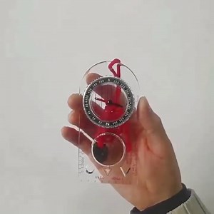 1 Piece Outdoor Compass Map Ruler, Adjustable Declination Navigation Explorer Compass with Magnifying Glass for Map Reading and Navigation., red