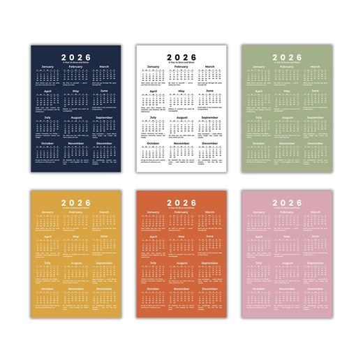 2026 Calendar, One Page Full Year Printable Calendar With Motivational Quotes, Instant Digital Download - Etsy