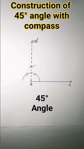 How to draw a 45 degree angle with the compass ||how to construct 45 degree angle #shorts#drawing
