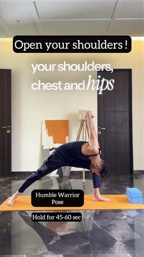 DEEP STRETCH for your shoulders, hips & chest ! #yoga #health #warriorpose #healing
