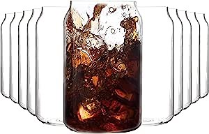 Youngever 10 Pack 12 Ounce Plastic Smoothie Cups, Can Shaped Plastic Drinking Cups, Plastic Cocktail Cups, Plastic Drinking Jar, Beverage Containers