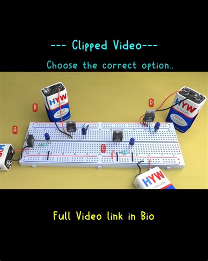 DuoNode - Science & research. on Instagram: "👉Channel link in Bio.🔗 This short reel is a cut scene from our official YouTube channel @duonode. This teaches how to design a circuit on a breadboard using different types of components in electronics. Like in this short, we have asked a choice-based question. And you have to select the right one. Here, 7805IC is taking 9V from the battery and converting it to 5V. And finally, providing energy to the LED after applying a resistor. So you will see t