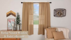 VHC Brands Country Farmhouse Kitchen Window Curtains and Shades -Burlap Tan Balloon Valance