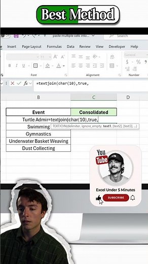 How to Paste Multiple Cells into One Cell in Excel #exceltips #exceltutorial #excel