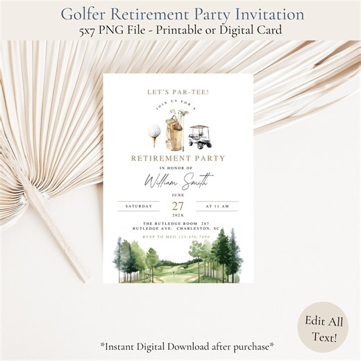 Watercolor Golf Retirement Invitation, Golfer Retirement Invite, Men Retirement Party, Dad Retirement Golf Par-tee Theme, Retirement Dinner - Etsy