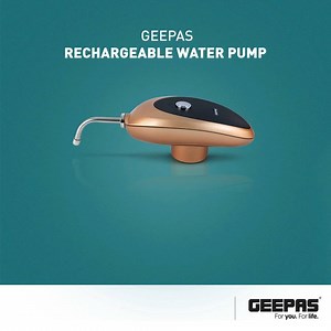 Compact, durable and easy to use, the Geepas Rechargeable Water Pump comes with a 2-year warranty so you keep the water flowing whenever you need it! تتميز مضخة مياه جيباس القابلة للشحن بكونها مدمجة، ومتينة، وسهلة الاستخدام، كما أنها متوفرة بضمان لمدة سنتين، لذا سارعي للحصول على المياه مباشرةً كلما احتجت إليها! | Geepas