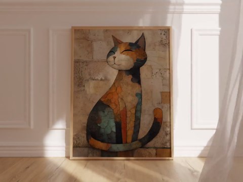 Colorful Abstract Cat Wall Art for Contemporary Home Decor - Printable Digital Download - Etsy