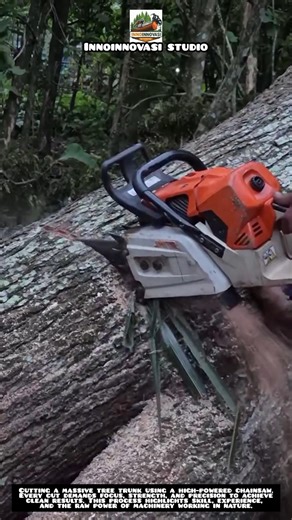Cutting a Massive Tree Trunk with a Chainsaw 🌲🪚