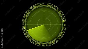Radar HUD Screen Animation 4K. Motion graphic of colorful sonar radar screen searching an object with line digital technology background.