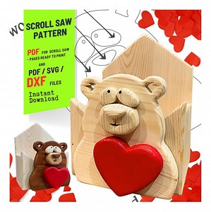 Valentine's Bear Planter Box Scroll Saw Pattern (PDF, SVG, DXF) - Etsy