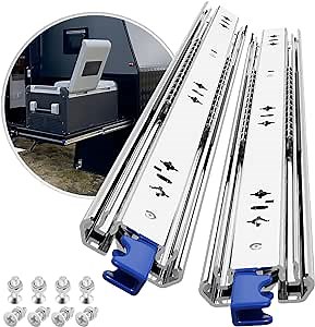 1 Pair Heavy Duty Drawer Slides with Lock 18 20 22 24 26 28 30 32 34 36 38 40 Inch 250 lb Load Capacity Side Mount Full Extension Ball Bearing Rail, 36 inch