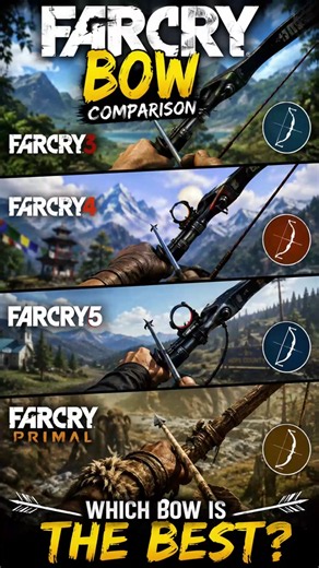 BOW COMPARISON - Far Cry 3 vs 4 vs 5 vs Primal 🏹 #Shorts