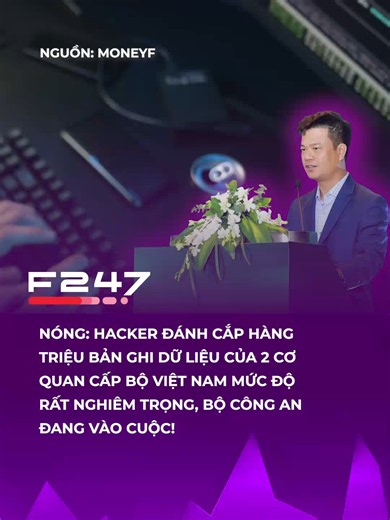 VNCERT thuộc Cục A05 Bộ Công an cho biết đang xử lý sự cố tại hai hệ thống của cơ quan cấp bộ bị lộ mất dữ liệu với mức độ rất nghiêm trọng, hacker đã tấn công thông tin người dùng lên đến hàng triệu bản ghi. #f247 #tiktoknews #fyp