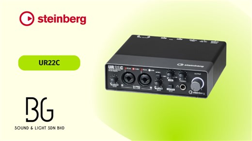 Steinberg UR22C – Antara Muka Audio USB 3.0 Dengan Preamp D-PRE Dan Resolusi 32-bit/192kHz Untuk Rakaman, Penstriman Dan Penghasilan Muzik Pam Penyahpaterian Selangor, KL, Batu Caves, Malaysia Peralatan Lampu Acara, Pembesar Suara dan Penguat | BG Sound & Light Sdn Bhd