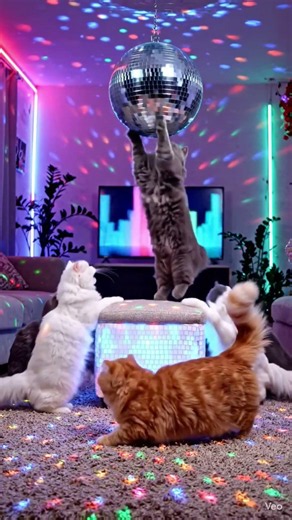 POV: You just walked into the wildest cat rave #funny #cats #disco