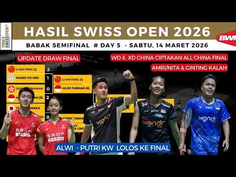 Hasil Lengkap Semifinal Swiss Open 2026~Alwi & Putri Lolos ke Final~WD & XD China ciptakan All final