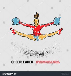 Cheerleader Jumps Doing Splits Pom Poms Stock Vector (Royalty Free) 1842400432 | Shutterstock