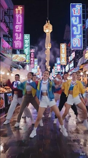 Bangkok Neon Night Market Pop Dance 🇹🇭 | Thai Girls High Pitch Vocal Lip Sync Dance